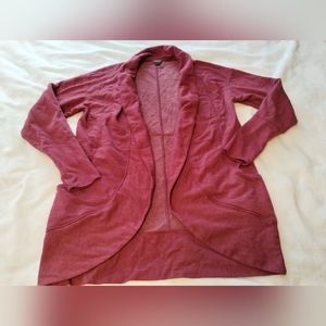 Maroon Eddie Bauer cardigan with pockets and thumb holes